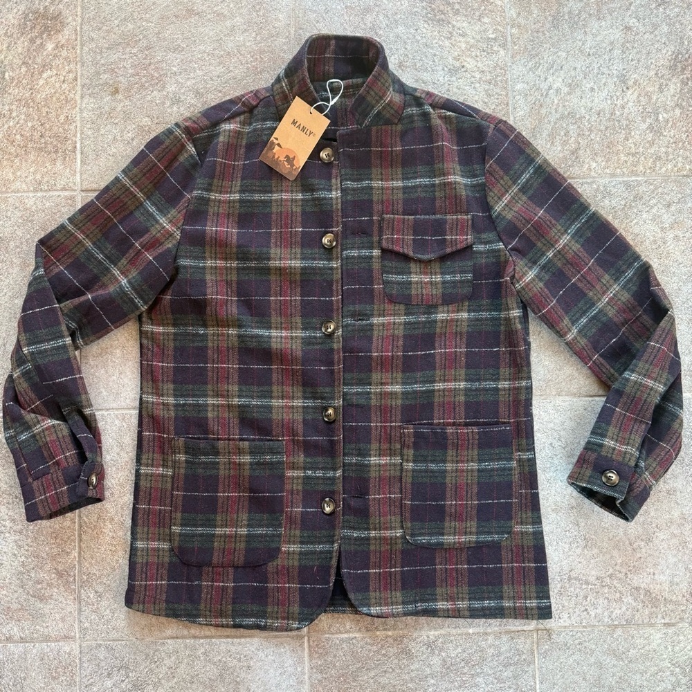 Manly Flannel Button Down Jacket Size Men NWT - Picture 2 of 9